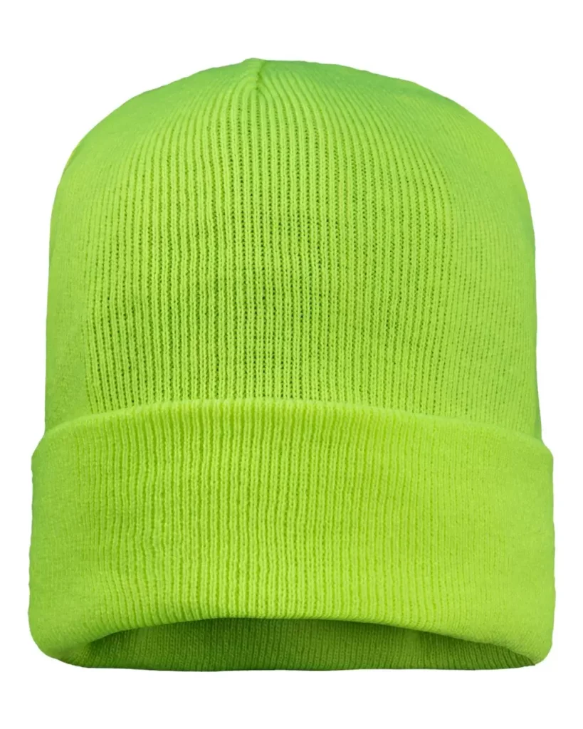 Sportsman SP12FL 12" Fleece Lined Cuffed Beanie in Safety Yellow