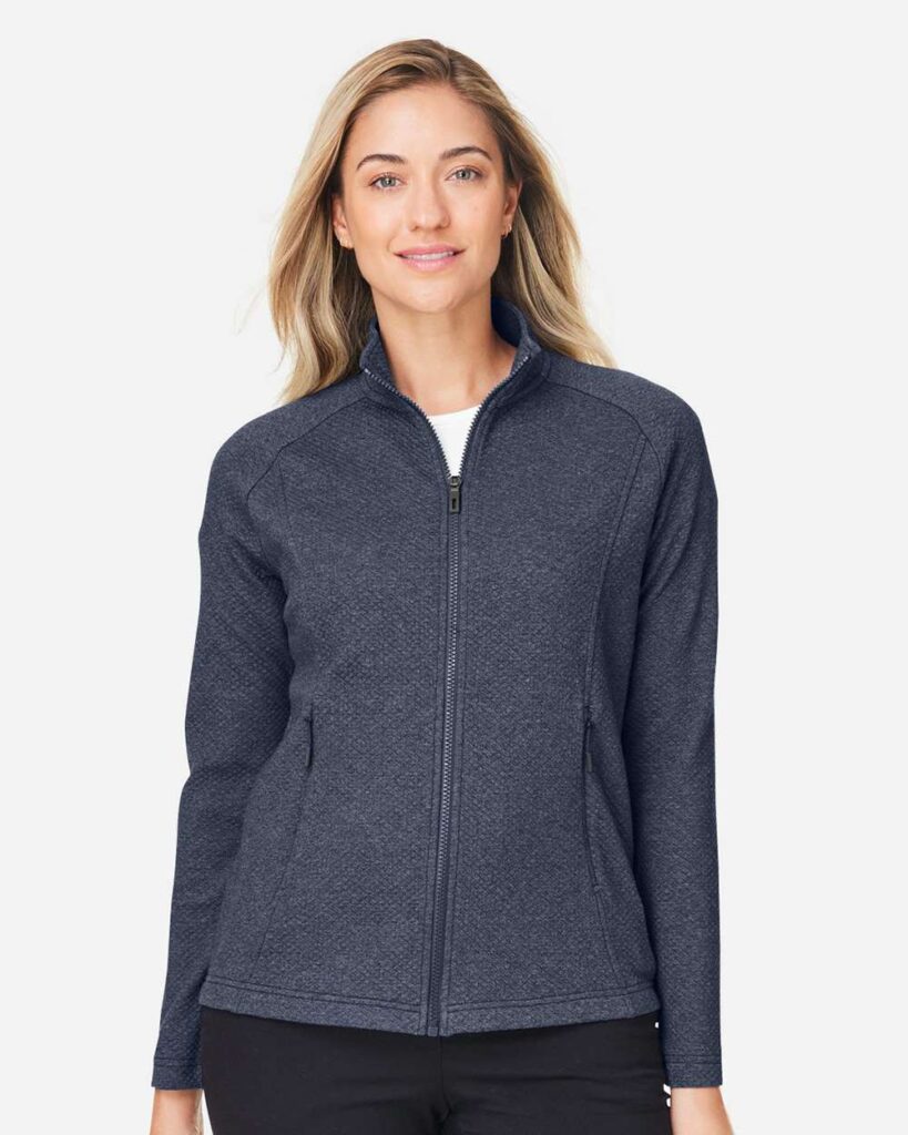 North End NE727W Women's Spirit Textured Full-Zip in Classic Navy Heather