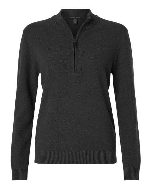 Devon & Jones DG450W Women's Hartland Textured Quarter Zip Sweater in Black Melange