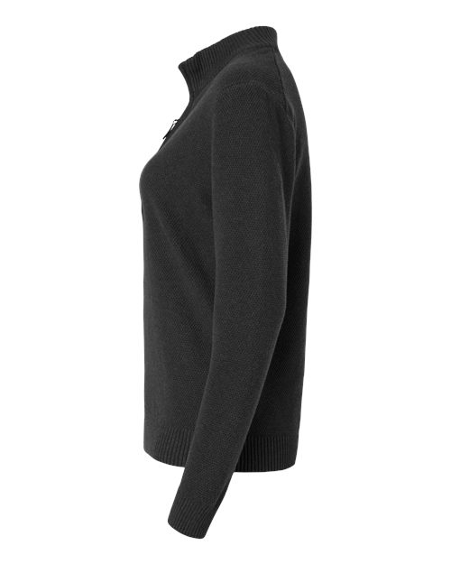 Devon & Jones DG450W Women's Hartland Textured Quarter Zip Sweater in Black Melange
