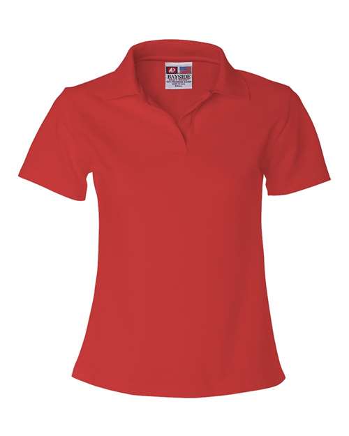Bayside 1050 Women's USA-Made V-Neck Polo in Red