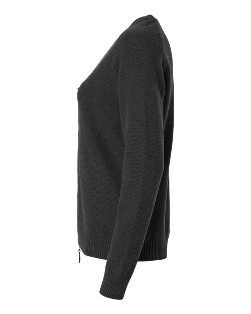 Devon & Jones DG451W Women's Hartland Textured Full Zip Sweater in Black Melange