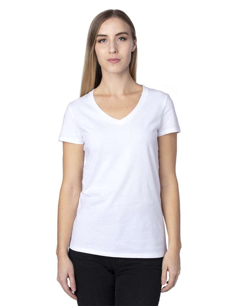 Threadfast Apparel 200RV Women's Ultimate CVC V-Neck T-Shirt in White