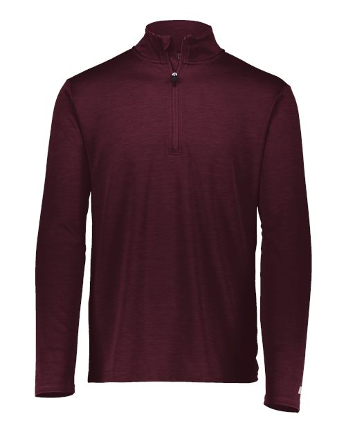 Russell Athletic QZ7EAM Men's Striated Quarter-Zip Pullover in Maroon