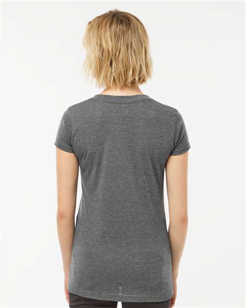 Tultex 244 Women's Poly-Rich V-Neck T-Shirt in Heather Charcoal
