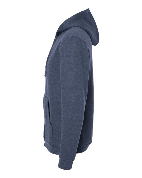 Tultex 331 Unisex Full-Zip Hooded Sweatshirt in Heather Denim