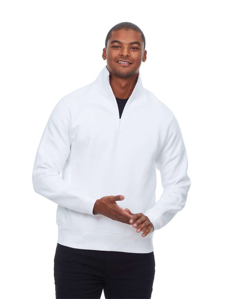 Threadfast Apparel 320Q Unisex Ultimate Fleece Quarter-Zip Sweatshirt in White