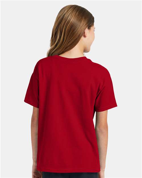 Hanes 5370 Youth EcoSmart T-Shirt in Deep Red