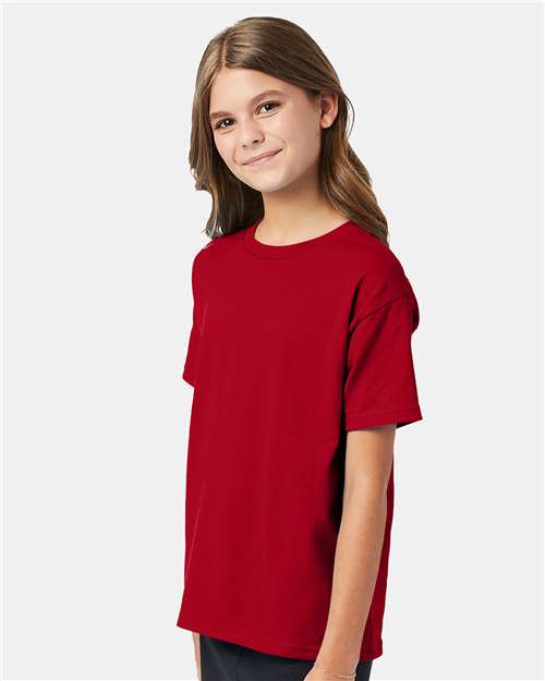 Hanes 5370 Youth EcoSmart T-Shirt in Deep Red