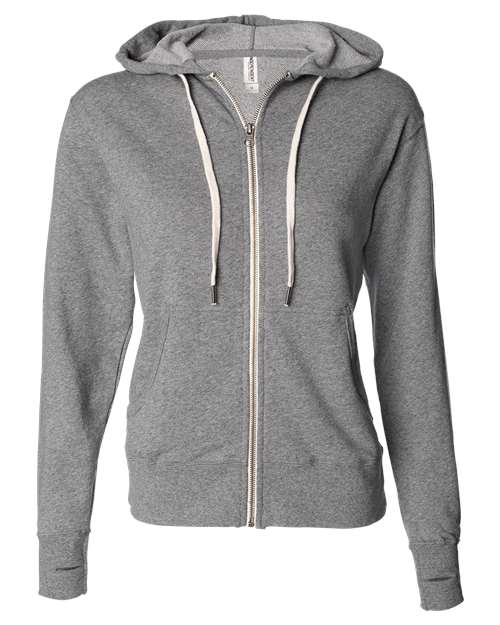 Independent Trading Co. PRM90HTZ Unisex Heathered French Terry Full-Zip Hooded Sweatshirt in Salt & Pepper