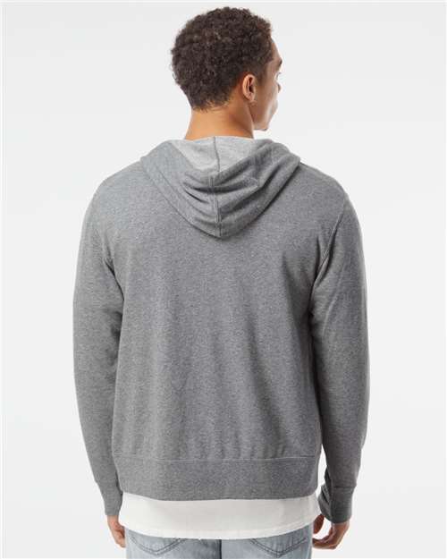 Independent Trading Co. PRM90HTZ Unisex Heathered French Terry Full-Zip Hooded Sweatshirt in Salt & Pepper