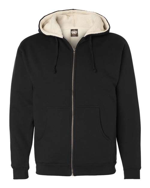Independent Trading Co. EXP40SHZ Men's Sherpa-Lined Full-Zip Hooded Sweatshirt in Black/ Natural