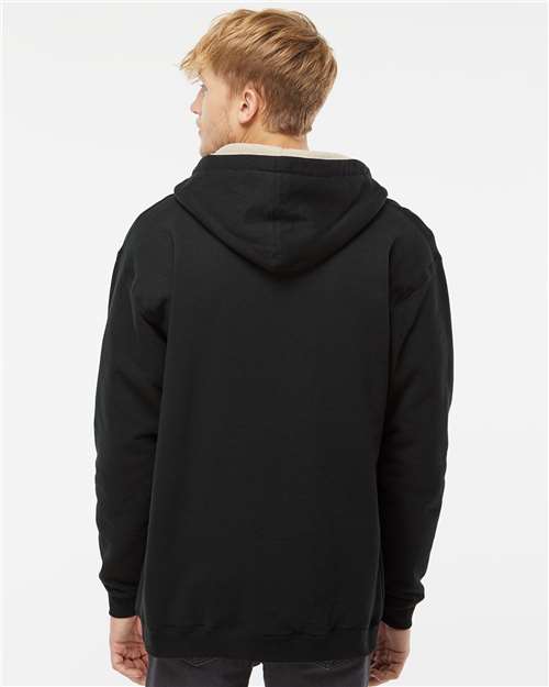 Independent Trading Co. EXP40SHZ Men's Sherpa-Lined Full-Zip Hooded Sweatshirt in Black/ Natural
