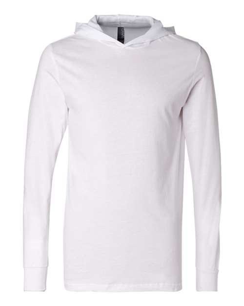 BELLA + CANVAS 3512 Unisex Jersey Hooded Long Sleeve Tee in White