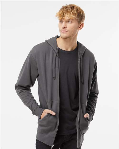 Independent Trading Co. SS4500Z Unisex Midweight Full-Zip Hooded Sweatshirt in Charcoal