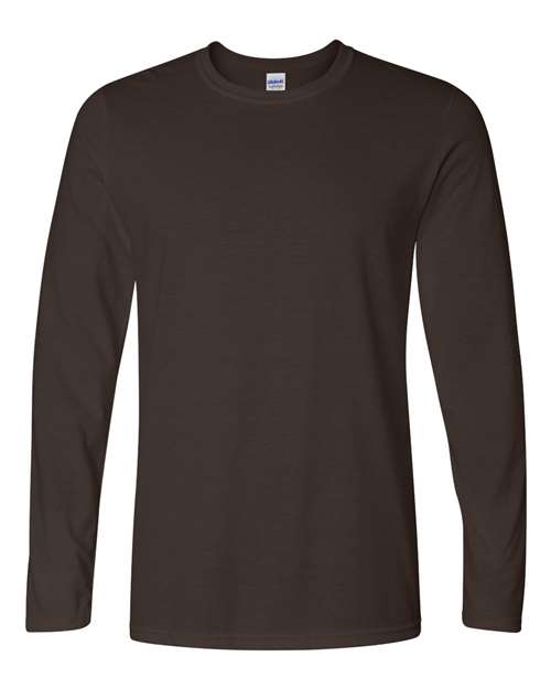 Gildan 64400 Unisex Softstyle Long Sleeve T-Shirt in Dark Chocolate