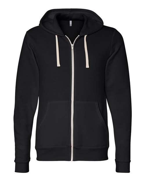 BELLA + CANVAS 3909 Unisex Triblend Sponge Fleece Full-Zip Hoodie Sweatshirt in Solid Black Triblend
