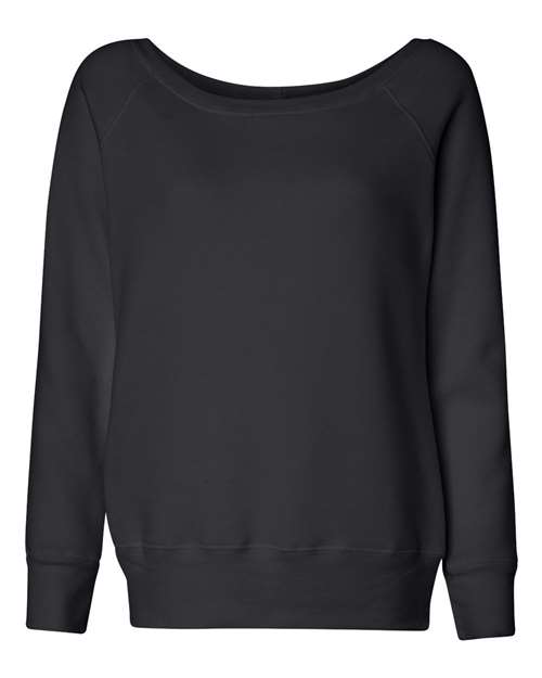 BELLA + CANVAS 7501 Women's Sponge Fleece Wide Neck Sweatshirt in Solid Black Triblend
