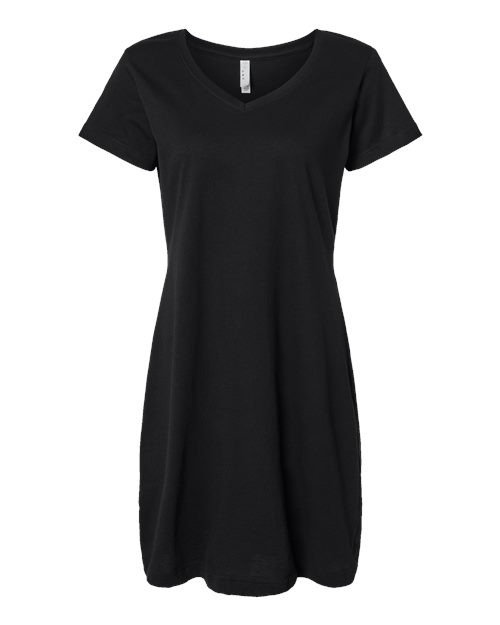 LAT 3522 Women's Fine Jersey V-Neck Coverup in Black