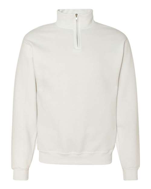JERZEES 995MR Unisex Nublend Cadet Collar Quarter-Zip Sweatshirt in White