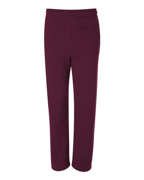 JERZEES 974MPR Unisex NuBlend Open-Bottom Sweatpants with Pockets in Maroon