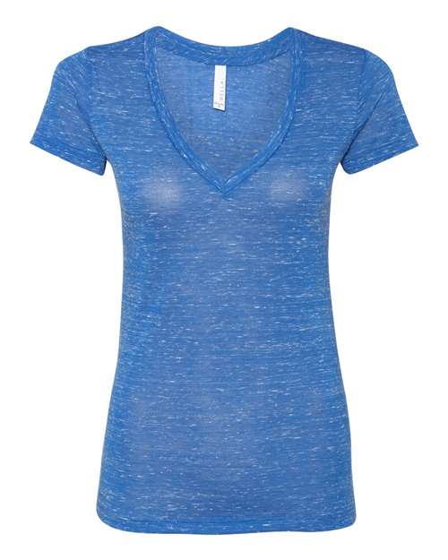 BELLA + CANVAS 6035 Women's Jersey Deep V-Neck Tee in True Royal Marble