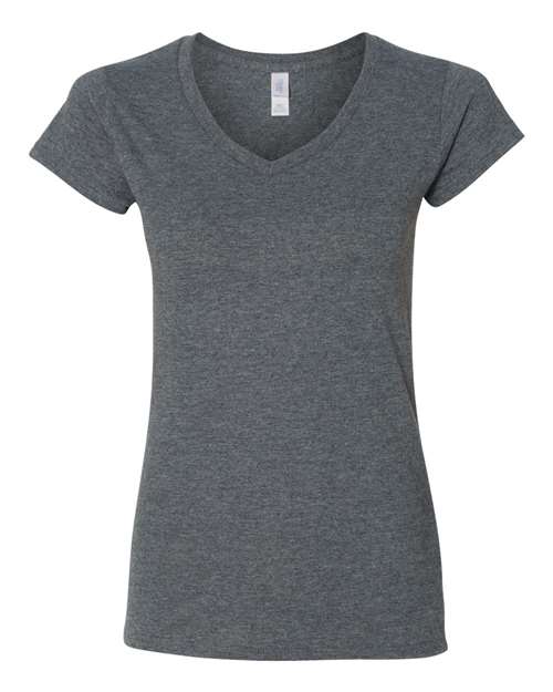 Gildan 64V00L Women's Softstyle V-Neck T-Shirt in Dark Heather