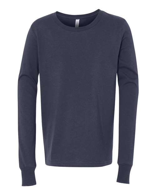 BELLA + CANVAS 3501Y Youth Jersey Long Sleeve Tee in Navy