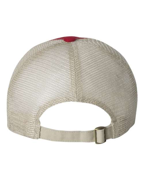 Valucap 3100 Contrast-Stitch Mesh-Back Cap in Red/ Stone