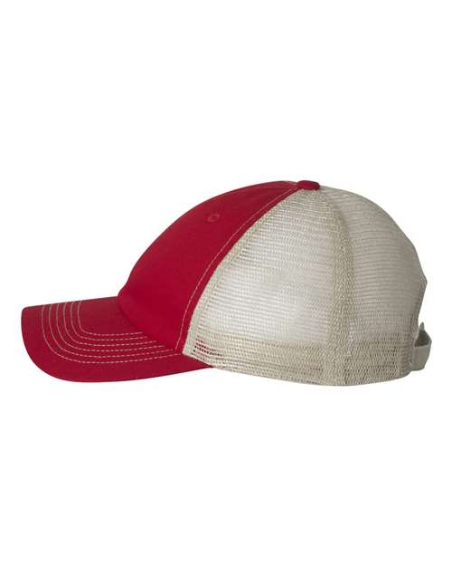 Valucap 3100 Contrast-Stitch Mesh-Back Cap in Red/ Stone