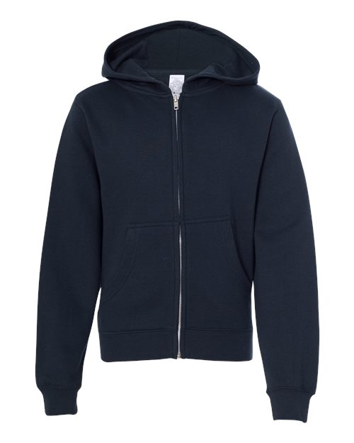 Independent Trading Co. SS4001YZ Youth Midweight Full-Zip Hooded Sweatshirt in Navy