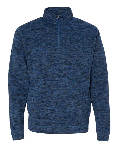 J. America 8614 Men's Cosmic Fleece Quarter-Zip Sweatshirt in Royal Fleck
