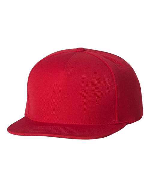 YP Classics 5089M Premium Five-Panel Snapback Cap in Red