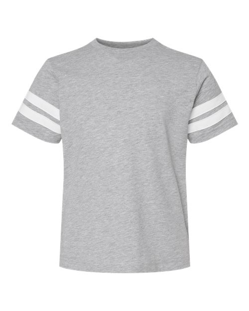 LAT 6137 Youth Football Fine Jersey Tee in Vintage Heather/ White