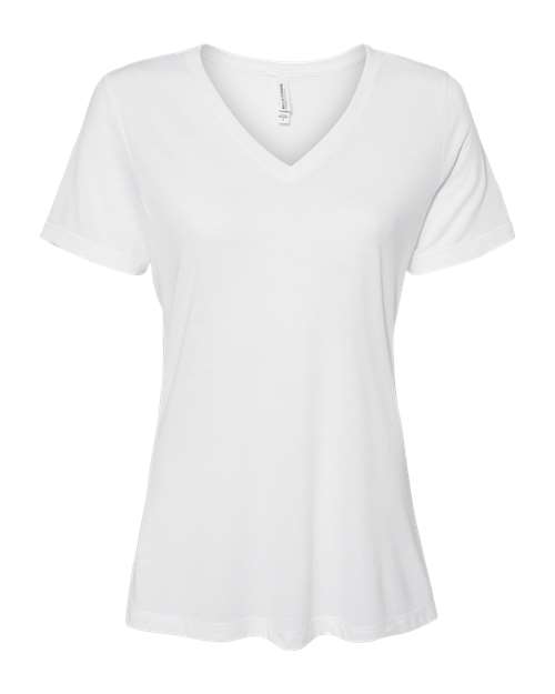 BELLA + CANVAS 6415 Women's Relaxed Triblend V-Neck Tee in Solid White Triblend