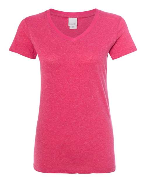 J. America 8136 Women's Glitter V-Neck T-Shirt in Wildberry/ Silver