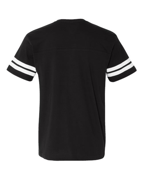 LAT 6937 Unisex Football Fine Jersey Tee in Black Solid/ White
