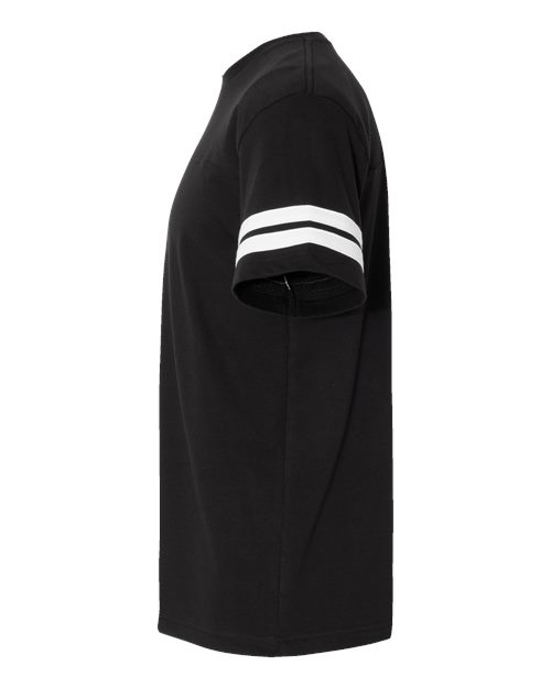 LAT 6937 Unisex Football Fine Jersey Tee in Black Solid/ White