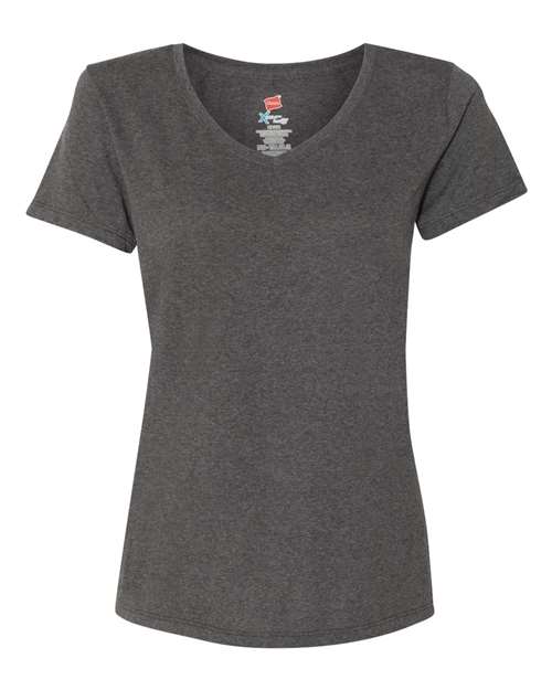 Hanes 42VT Women's Perfect-T Triblend V-Neck T-Shirt in Slate Triblend