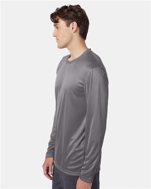Hanes 482L Unisex Cool DRI Long Sleeve Performance T-Shirt in Graphite