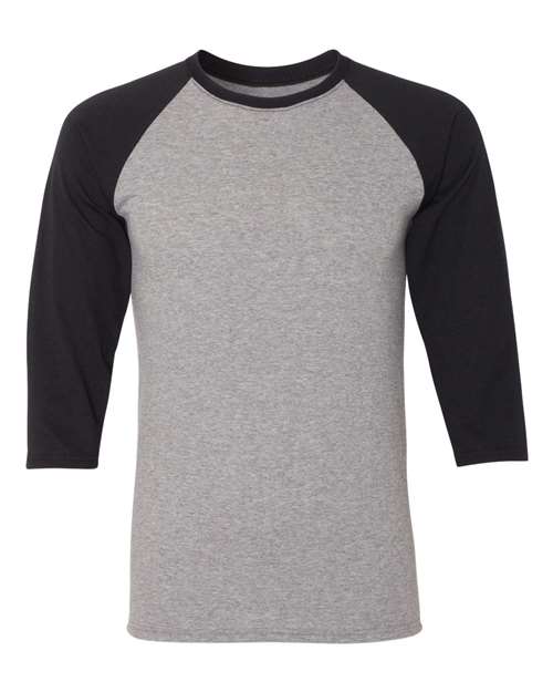 JERZEES 601RR Unisex Triblend Three-Quarter Raglan Baseball T-Shirt in Oxford/ Black