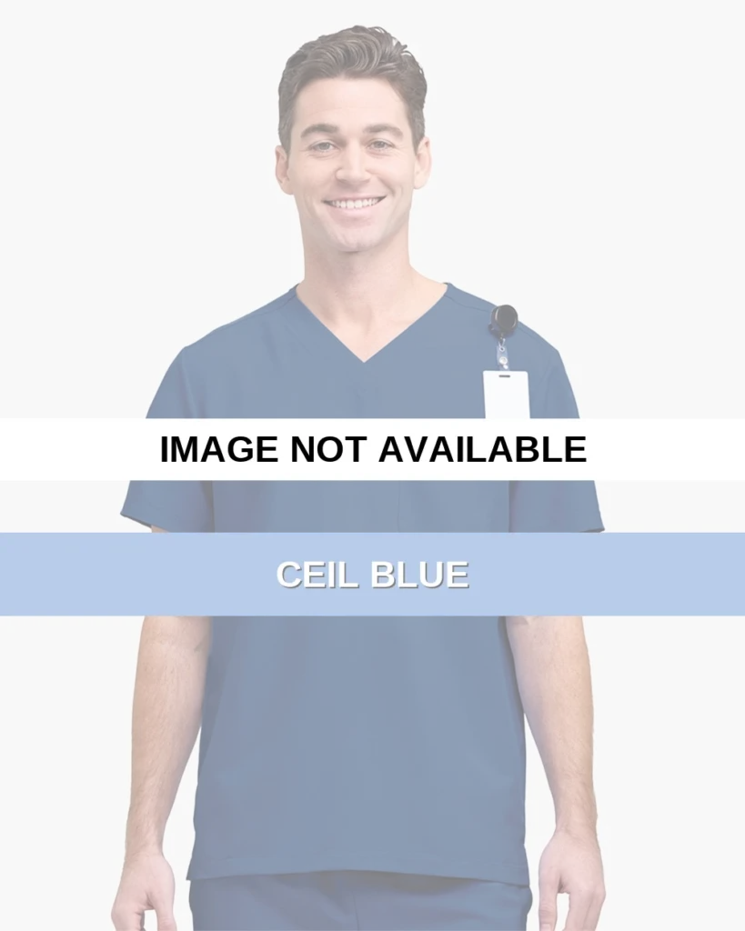 Hanes HMB000 Men's V-Neck 1 Pocket Scrub Top in Ceil Blue
