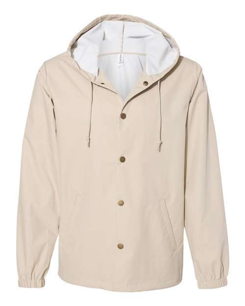 Independent Trading Co. EXP95NB Men's Water-Resistant Hooded Windbreaker in Classic Khaki