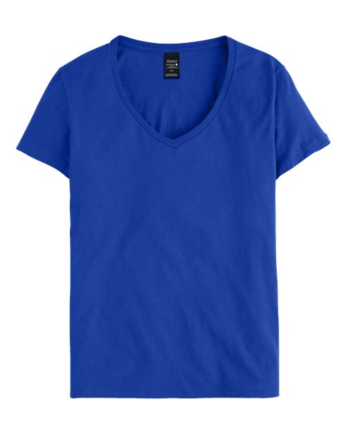 Hanes S04V Women's Perfect-T V-Neck T-Shirt in Deep Royal