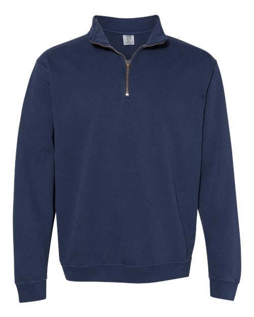 Comfort Colors 1580 Unisex Garment-Dyed Quarter-Zip Sweatshirt in True Navy
