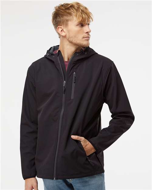 Independent Trading Co. EXP35SSZ Men's Poly-Tech Soft Shell Jacket in Black