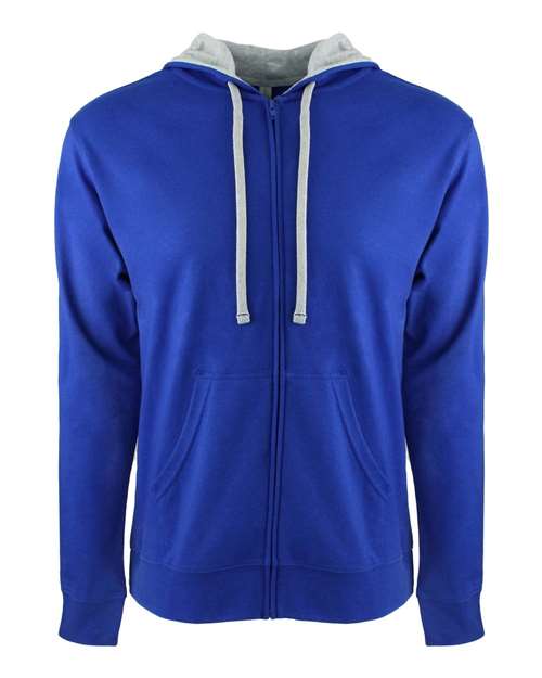 Next Level 9601 Unisex Laguna Full-Zip Hoodie Sweatshirt in Royal/ Heather Grey