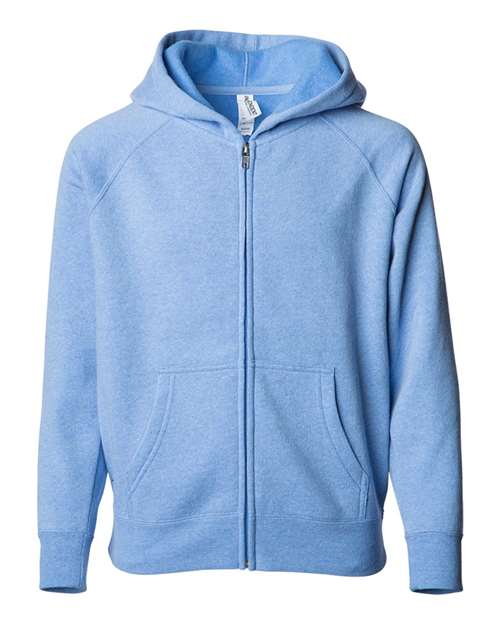 Independent Trading Co. PRM15YSBZ Youth Lightweight Special Blend Raglan Zip Hood in Pacific