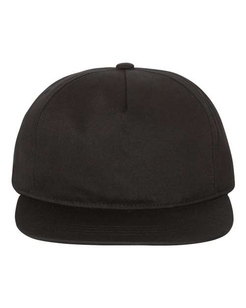 YP Classics 6502 Lightly-Structured Five-Panel Snapback Cap in Black