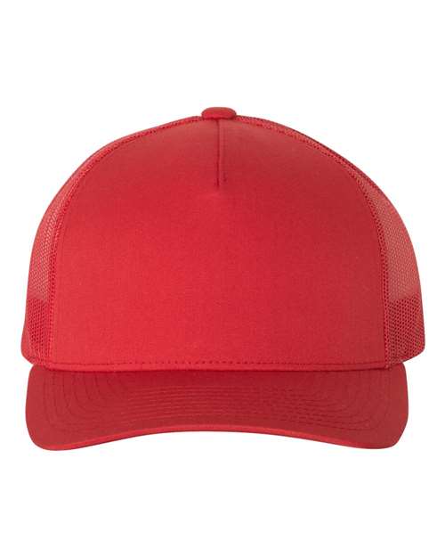 YP Classics 6506 Five-Panel Retro Trucker Cap in Red